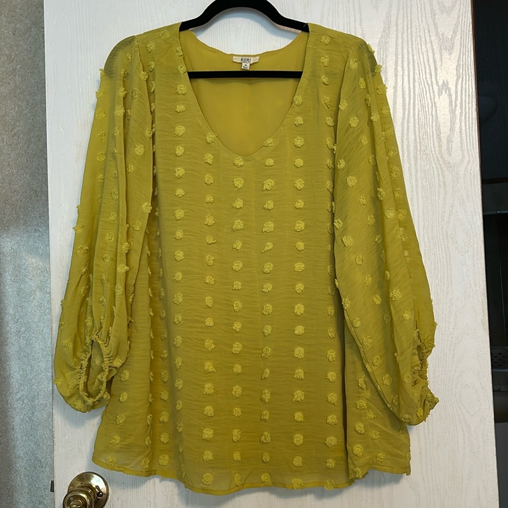 Kori, Yellow Textured Women's Top, Size M
